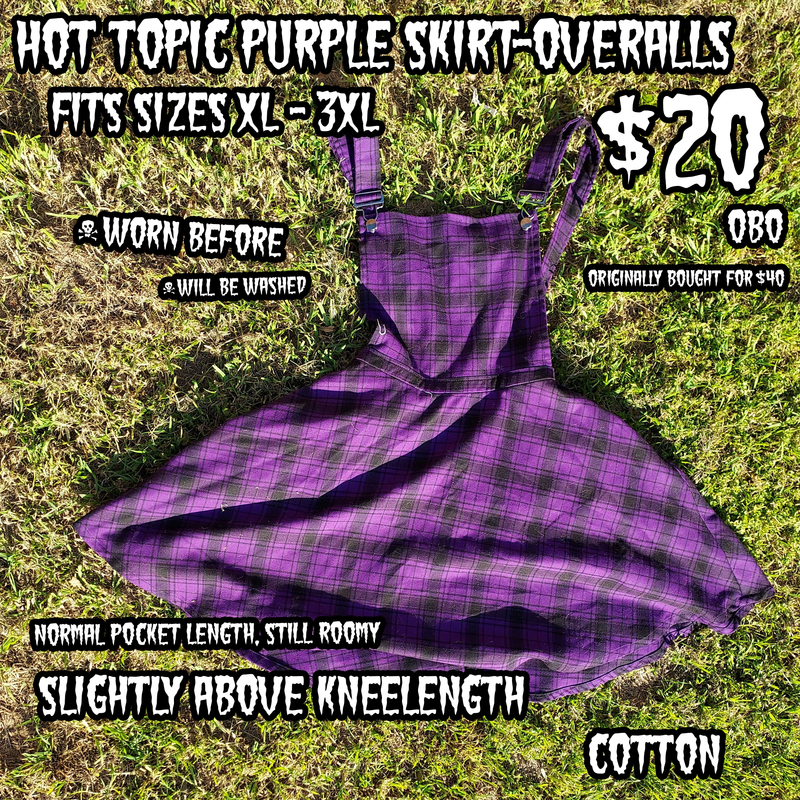 Secondhand Hot Topic Purple Plaid Skirt-Overalls (XL - 3XL)