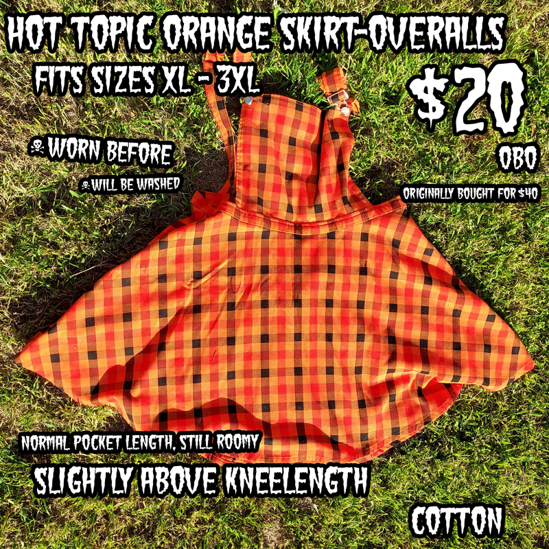 Secondhand Hot Topic Orange Plaid Skirt-Overalls (XL - 3XL)