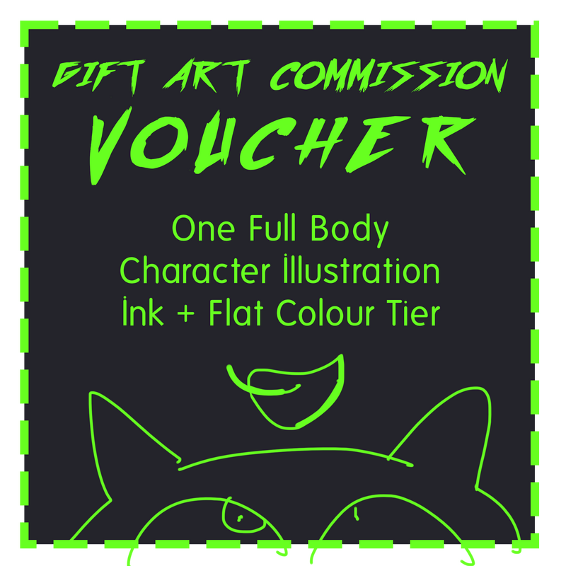 Gift Art Commission Voucher: 1 Full Body Character Illustration - Inked + FLAT Colours