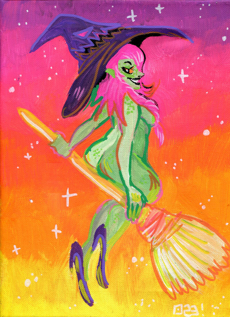 Witch Girl Acrylic Painting (2023) [Original]