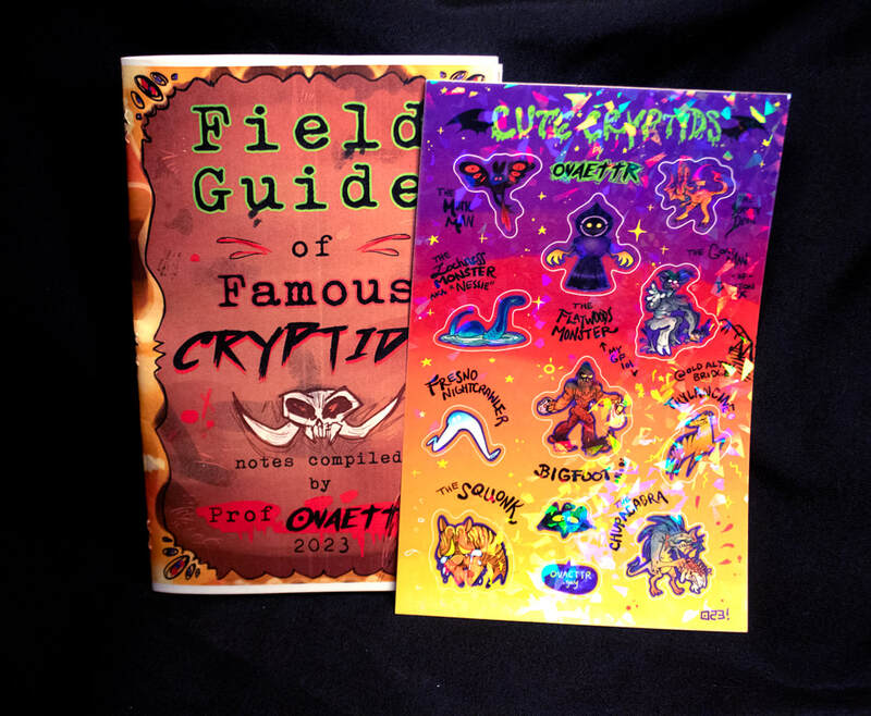 Cute Cryptids 10pc Sticker Set + 16 pg Zine Bundle