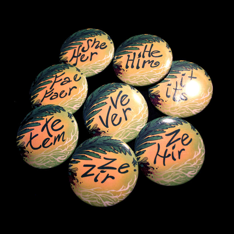 Fern Forest Pronoun Pin (Various)