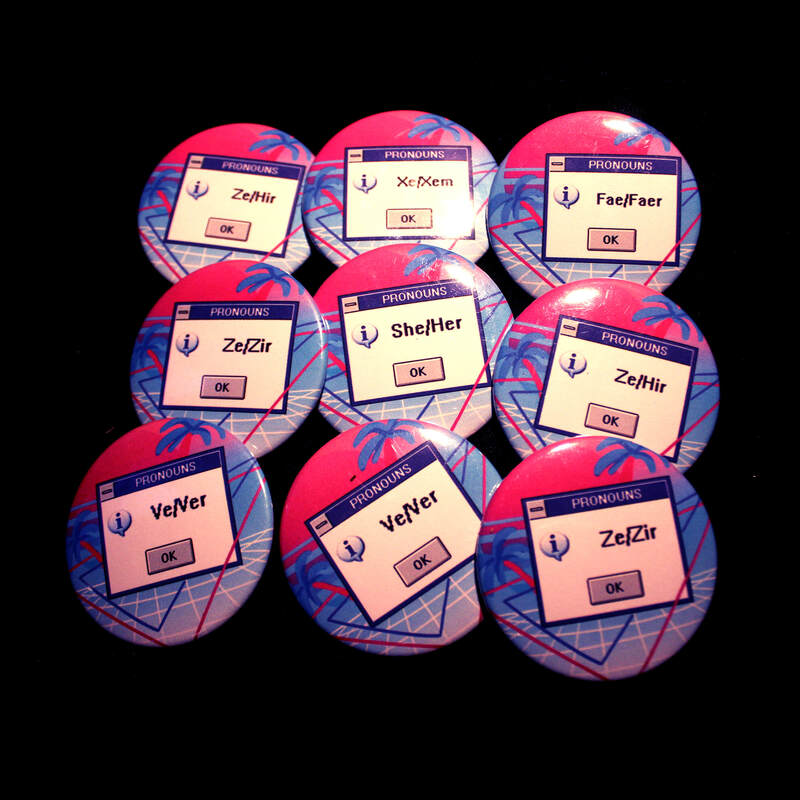 Vaporwave Summer Pronoun Pin (Various)