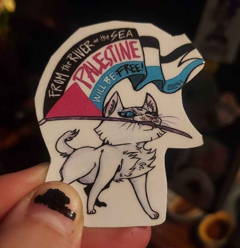 2&quot; &quot;Free Palestine&quot; Haiah The Kitten Sticker (50% Donated)