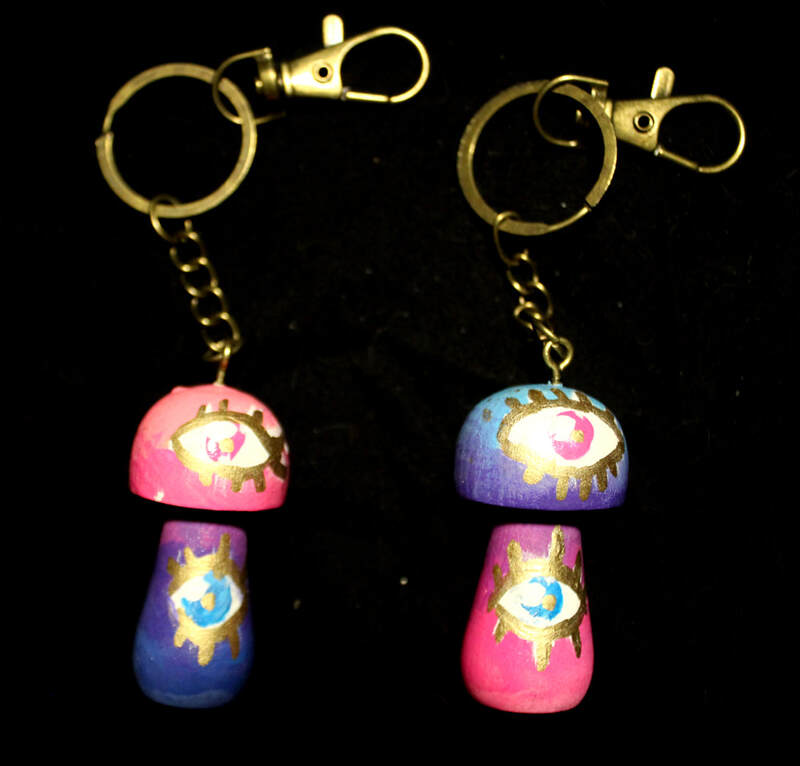 Psychic Spirit Mushroom Keychain 3&quot;