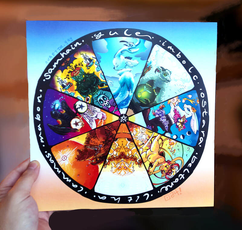 Wheel of the Year Pagan Art Print 10 x 10&quot;
