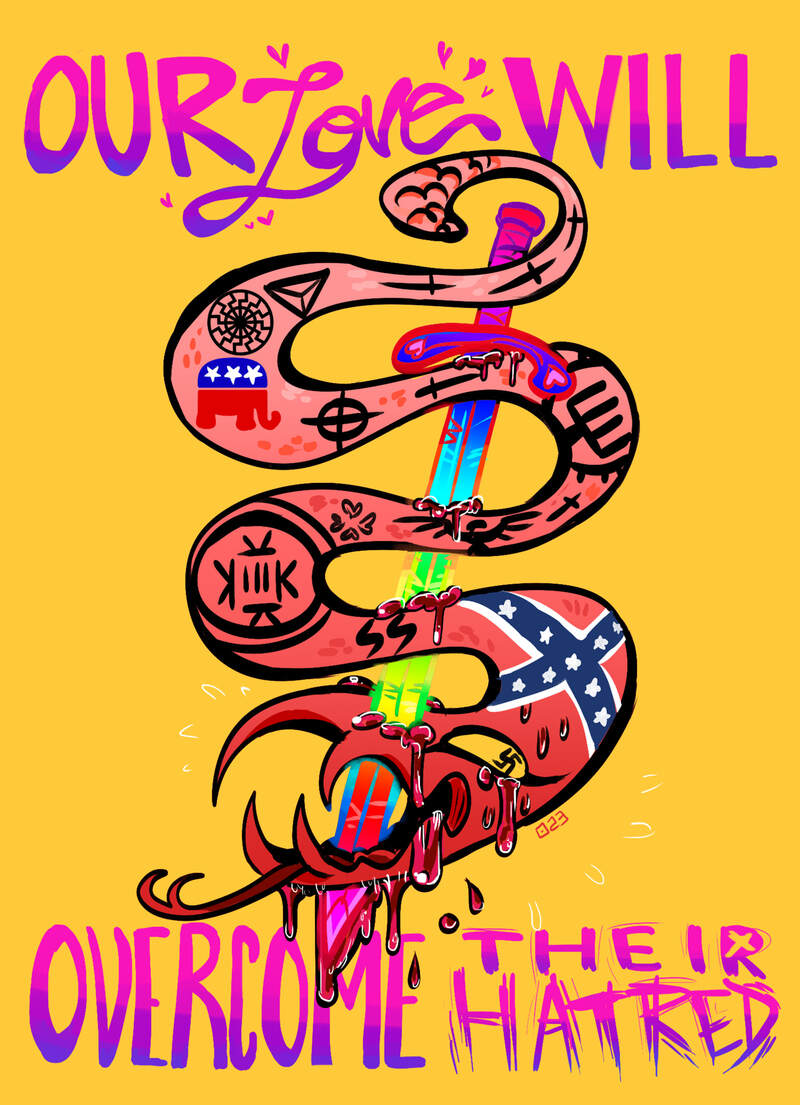 Our Love Will Overcome Their Hatred LGBTQ+ 5&quot; x 7&quot; Mini Art Print