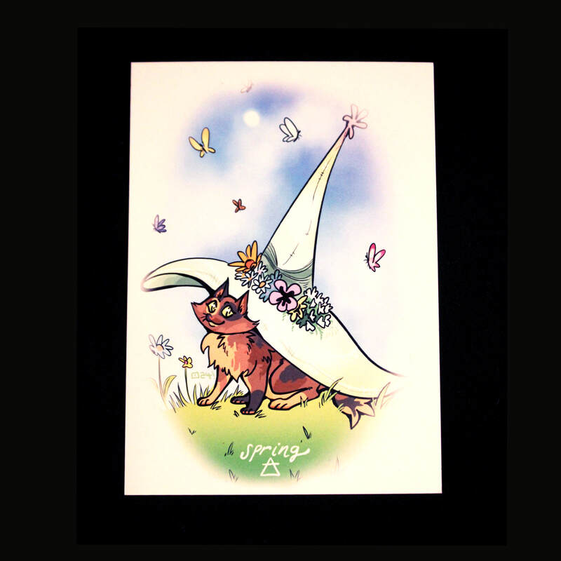 Pagan Cats: Spring (Air Witch Familiar) 5&quot; x 7&quot; Mini Print