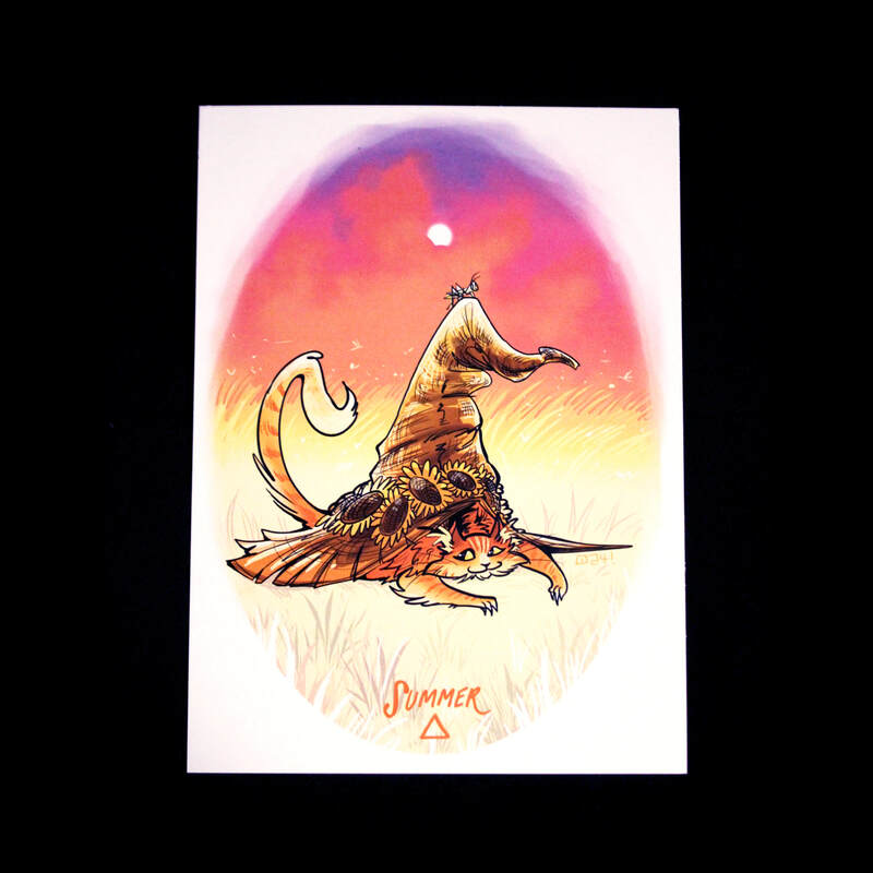 Pagan Cats: Summer (Fire Witch Familiar) 5&quot; x 7&quot; Mini Print