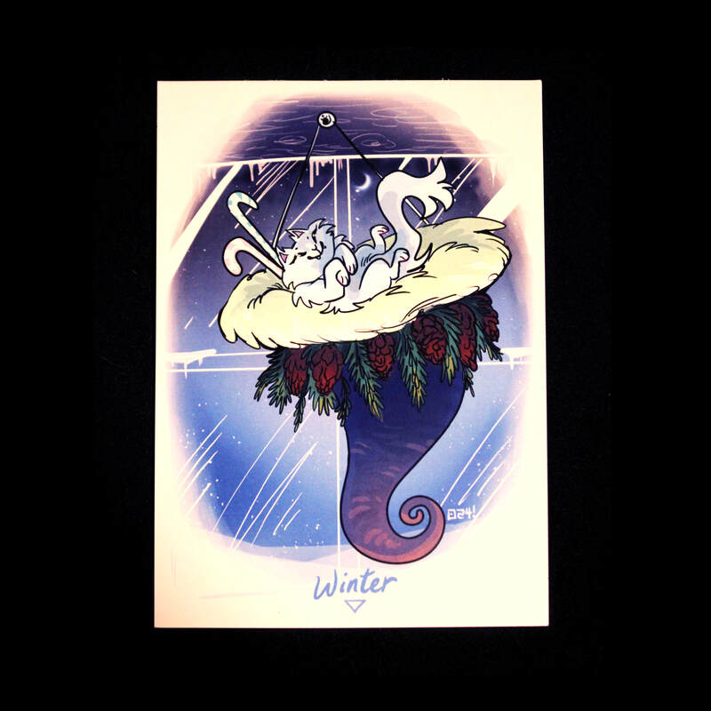 Pagan Cats: Winter (Water Witch Familiar) 5&quot; x 7&quot; Mini Print