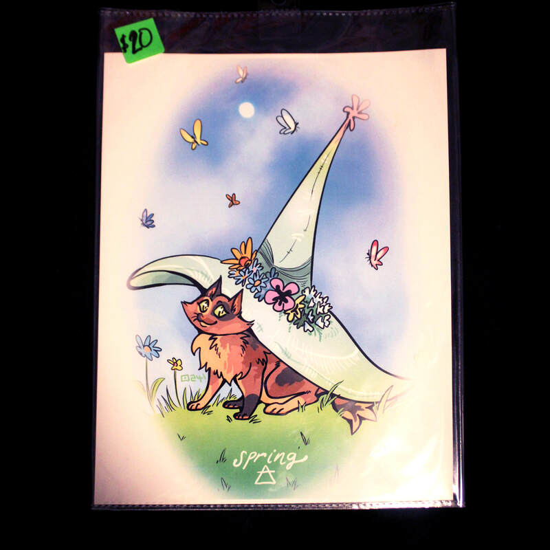 Pagan Cats: Spring (Air Witch Familiar) 8.5&quot; x 11&quot; Poster Print
