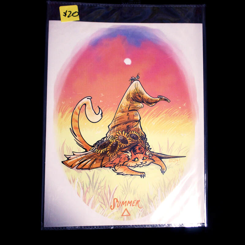 Pagan Cats: Summer (Fire Witch Familiar) 8.5&quot; x 11&quot; Poster Print