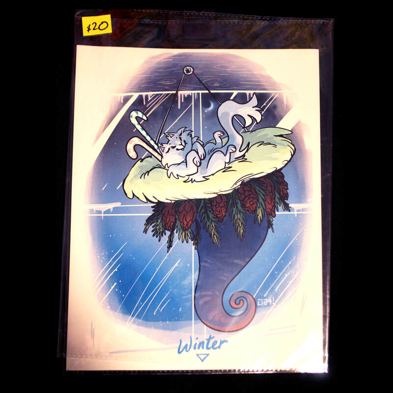 Pagan Cats: Winter (Water Witch Familiar) 8.5&quot; x 11&quot; Poster Print