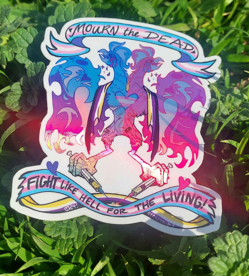 3&quot; Holographic Trans Day of Remembrance Phoenix Sticker