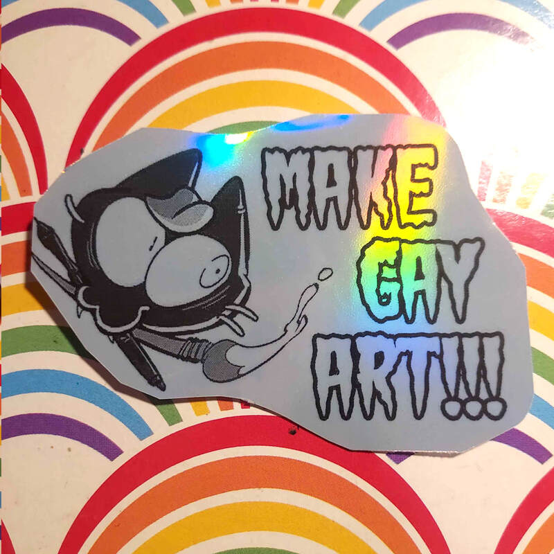 Make Gay Art! Lime the Nekomata 3" Holo Sticker