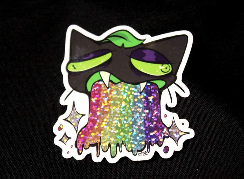 Lime Rainbow Glitter Barf Sticker