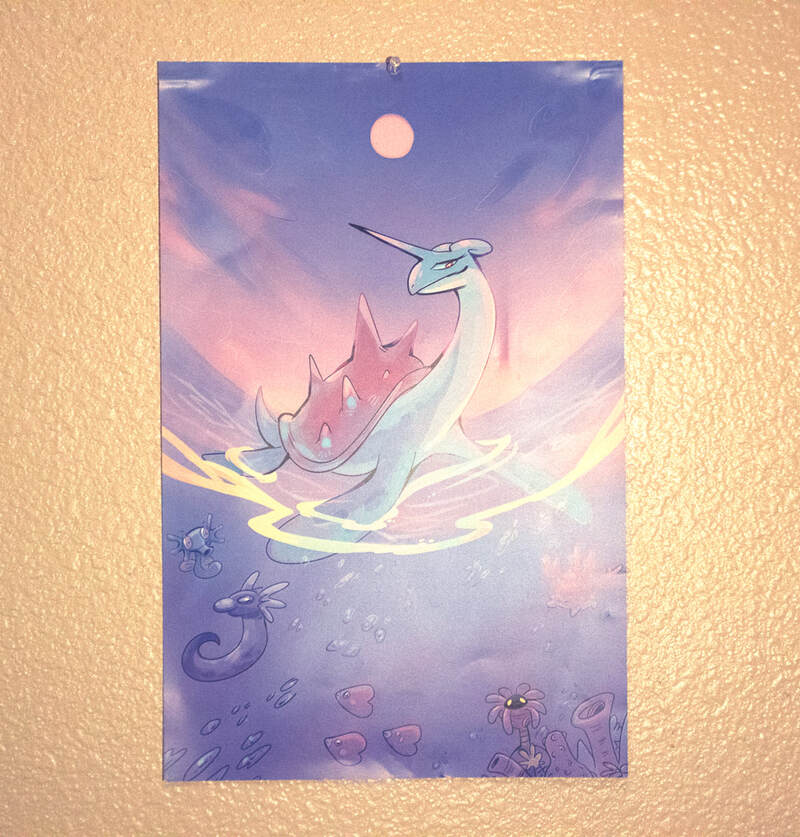 Lapras on the Ocean Poster (11 x 17&quot;)