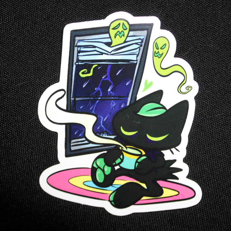 Rainy Day Lime the Cat Sticker